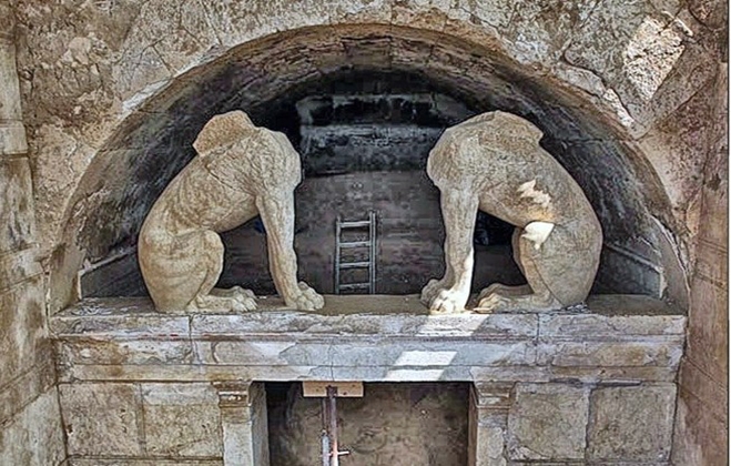 Αναπαράσταση για το πως είναι ολόκληρη η είσοδος του τύμβου της Αμφίπολης
