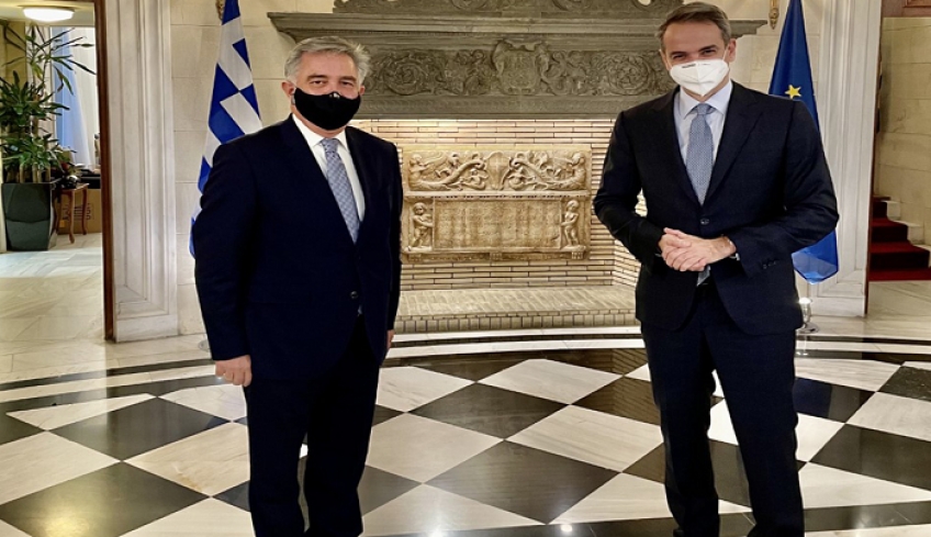 Συνάντηση του Βουλευτή Δωδεκανήσου και Κοσμήτορα της Βουλής Βασ. Υψηλάντη με τον Πρωθυπουργό Κυρ. Μητσοτάκη